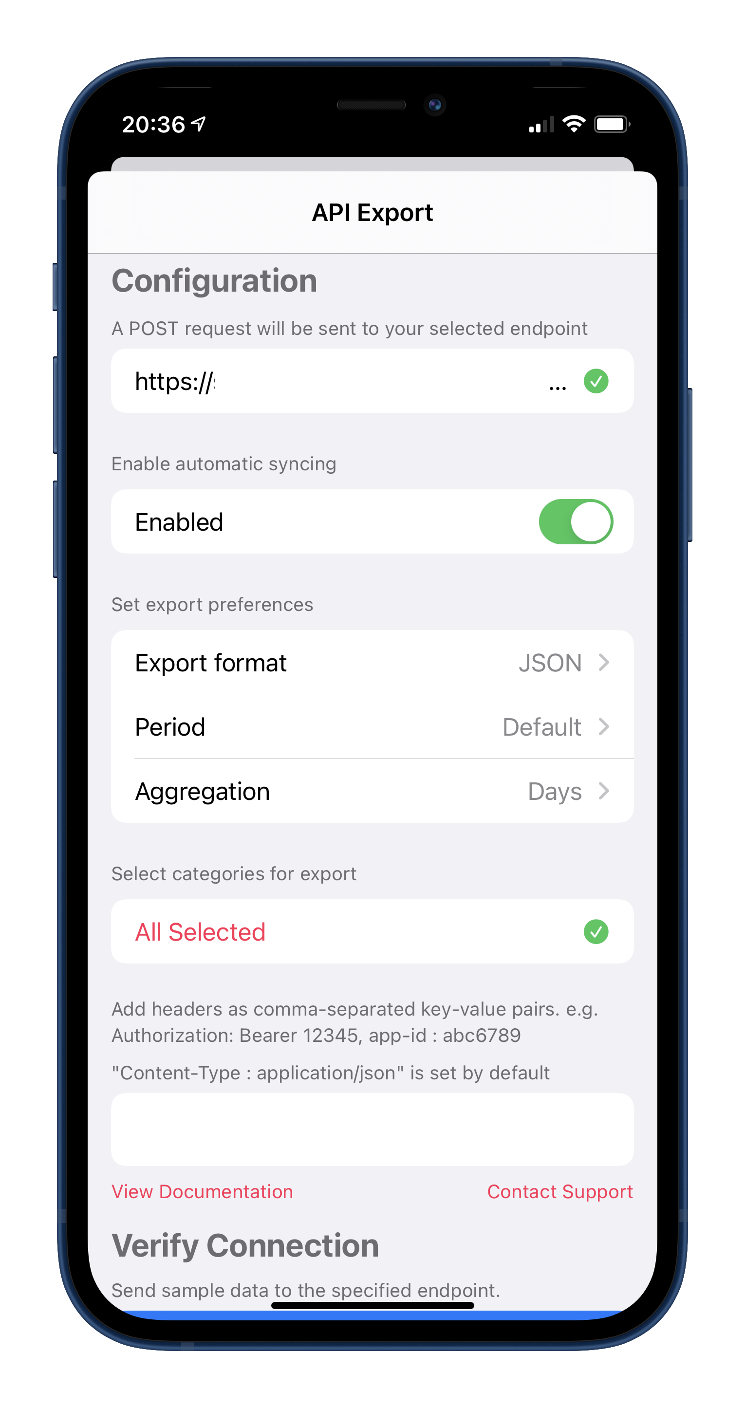 iOS App: Health Export App