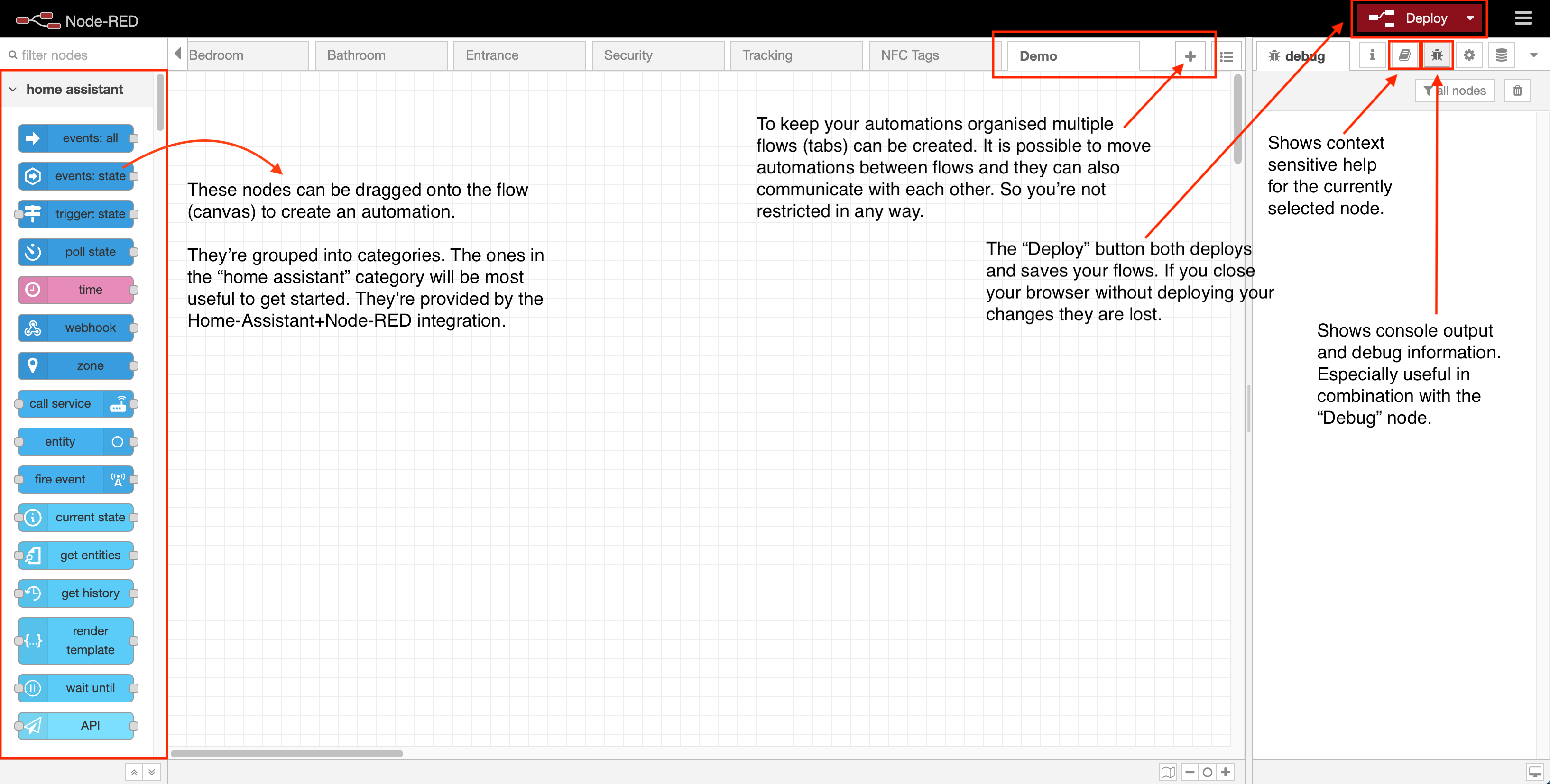 Node-RED UI explanation